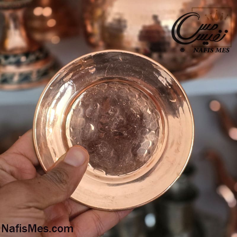 استکان و نعلبکی مسی کمر باریک چکشی - تصویر 4