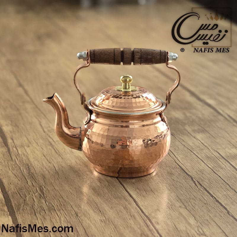 زعفران دم کن مسی دسته چوبی طرح مارال