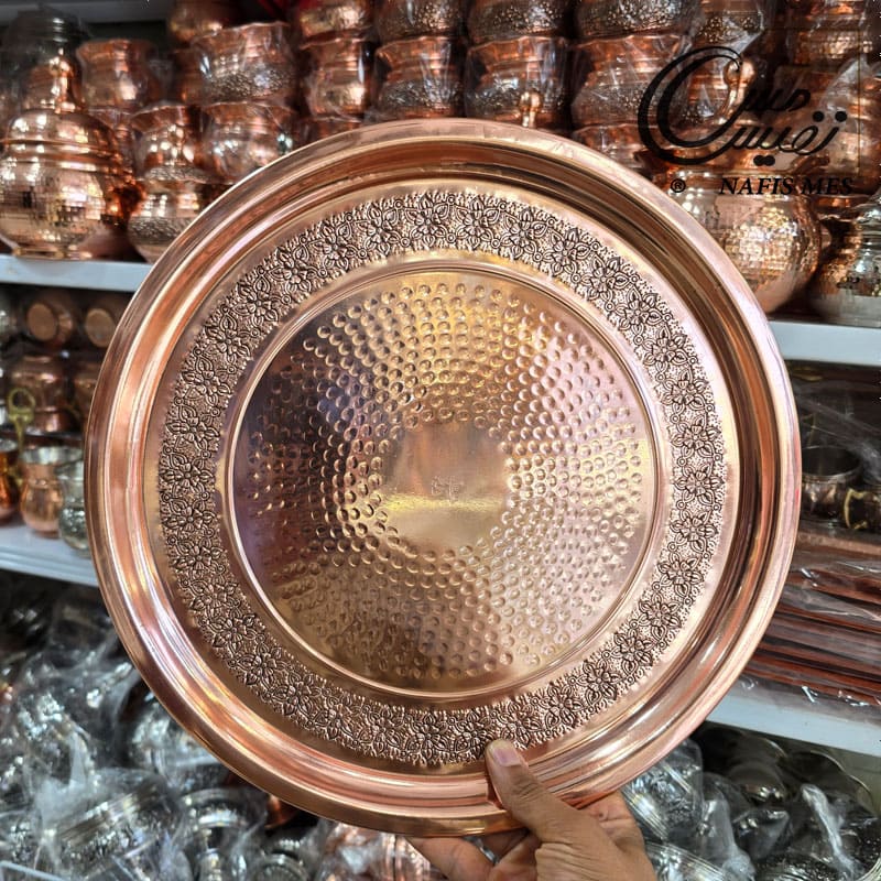 سینی مسی طرح دیبا گل زنجان ( نانو شده )