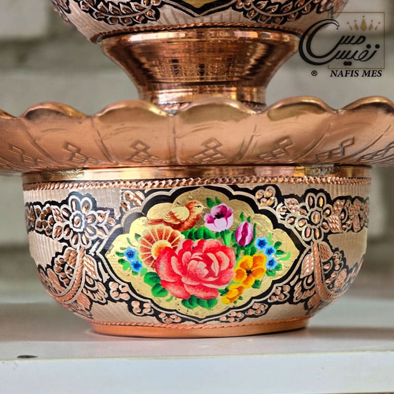 Alternative view of آفتابه لگن نقره کوب و مینا کاری شده طرح گلستان