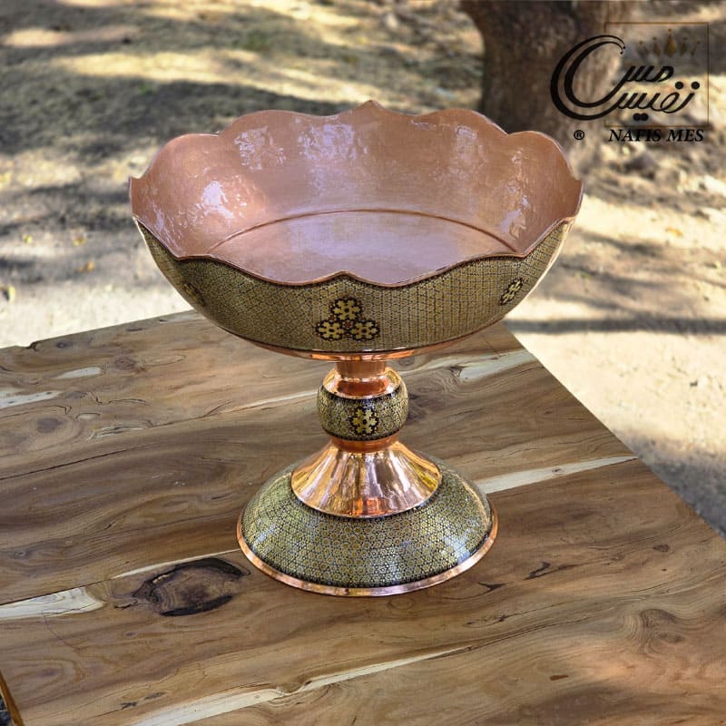 Alternative view of میوه خوری خاتم کاری لب دالبری مسی طرح نفیس 