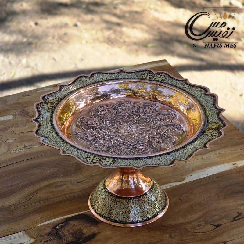 شیرینی خوری خاتم کاری لب دالبری مسی طرح نفیس