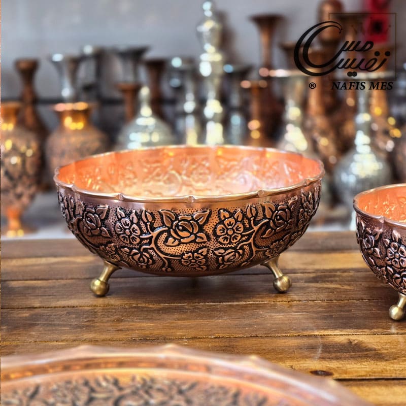 آجیل خوری مسی 3 پایه کوتاه لوکس مدل رهام