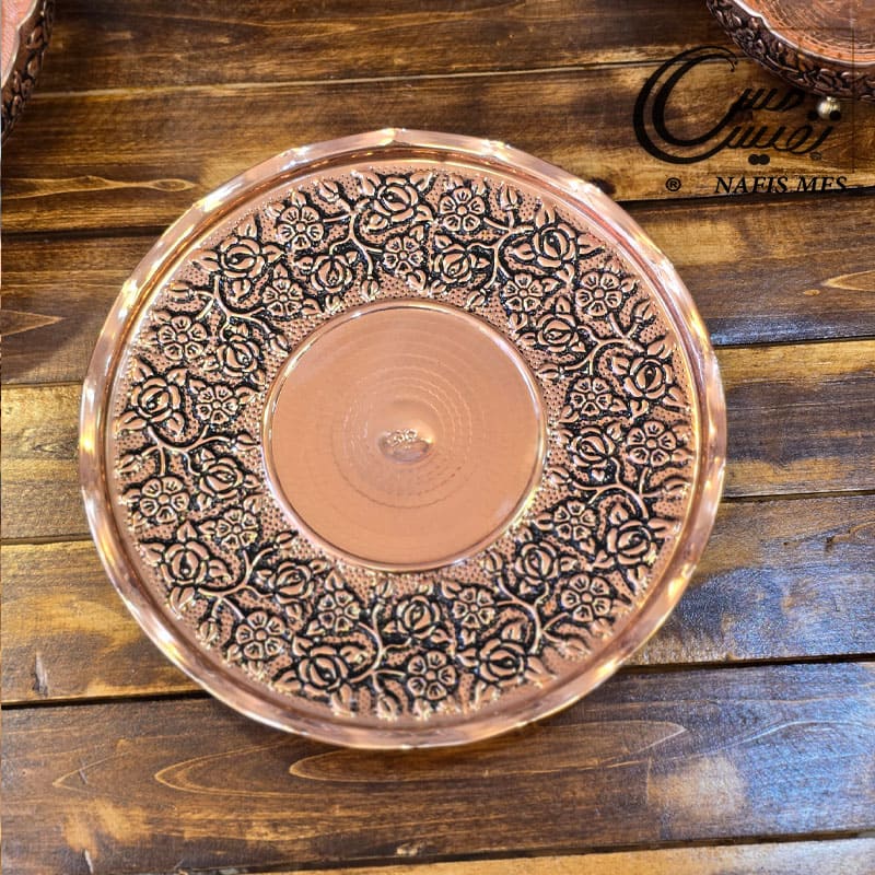 شیرینی خوری مسی 3 پایه کوتاه لوکس مدل رهام