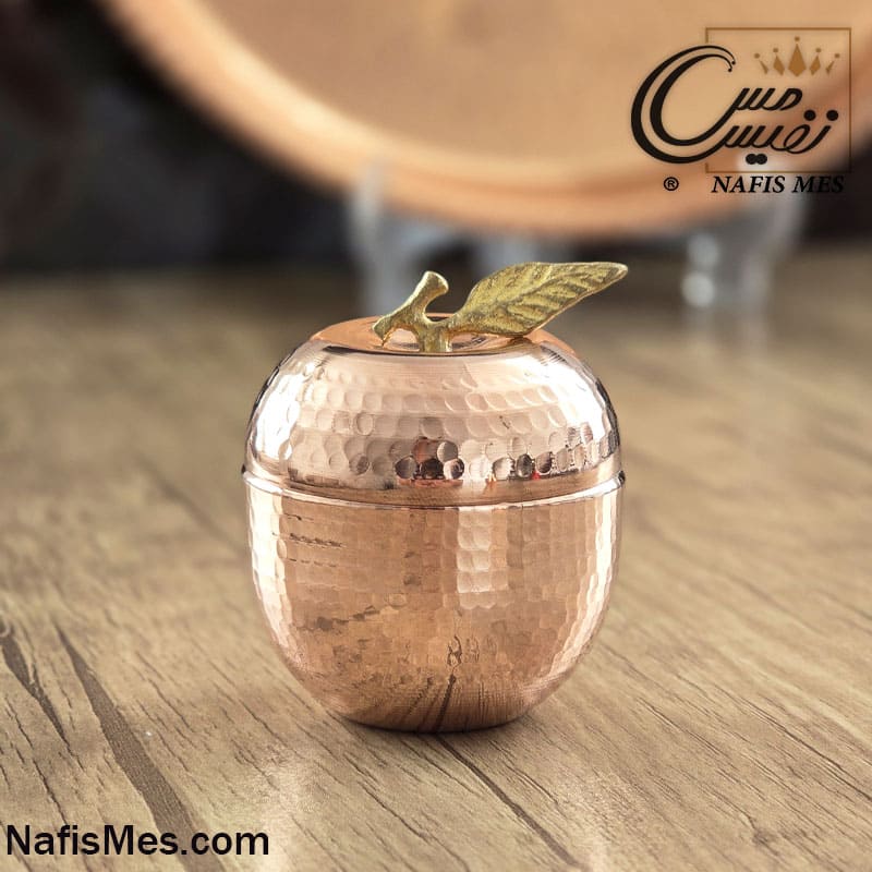 قندان مسی طرح سیب نقلی ، رنگ ثابت ، ساخت زنجان
