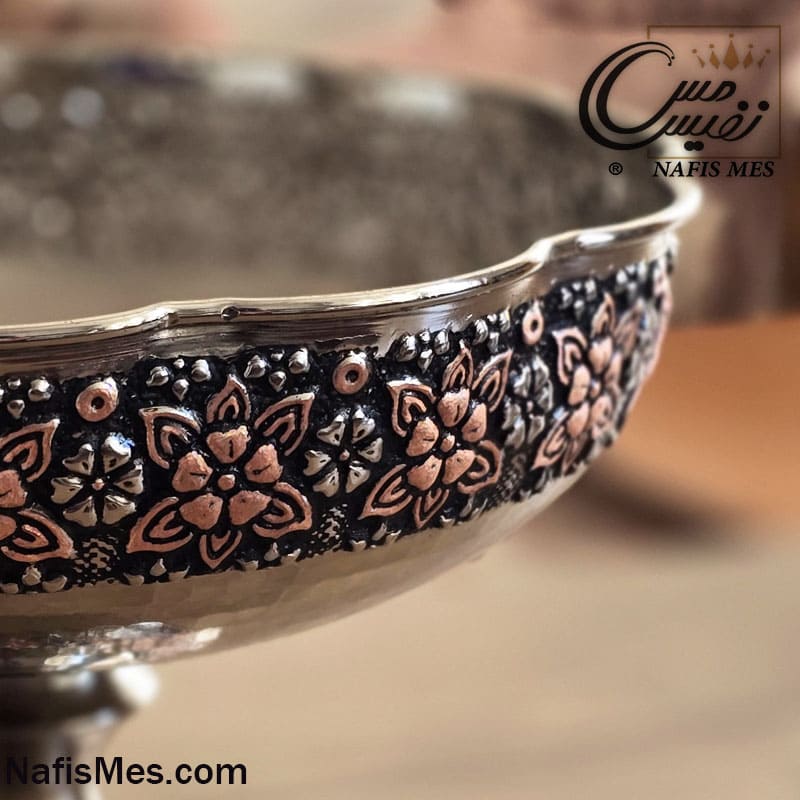 آجیل خوری پایه بلند کروم فاخر طرح تراش - تصویر 3