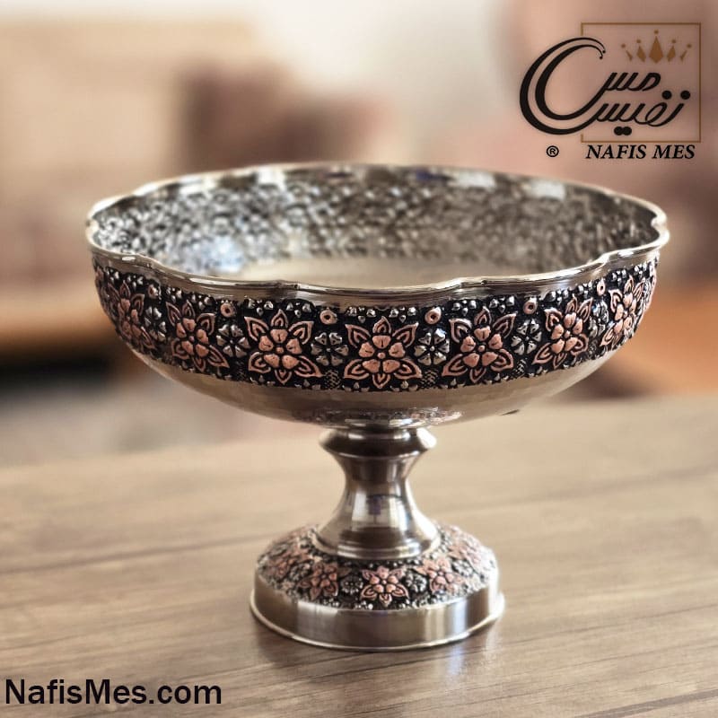 آجیل خوری پایه بلند کروم فاخر طرح تراش