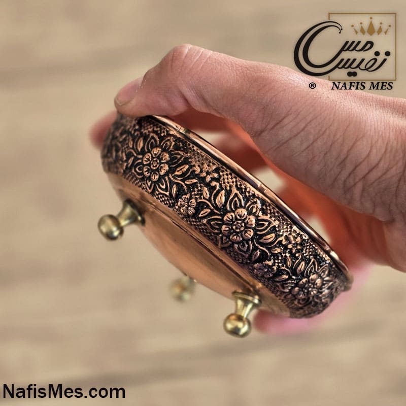 هفت سین مسی سه پایه کوتاه لب چین طرح رزگلد نفیس