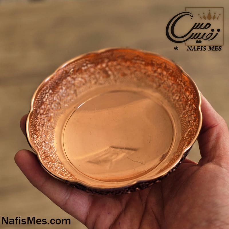 هفت سین مسی سه پایه کوتاه لب چین طرح رزگلد نفیس ( ست 6 تایی ) - Image 3