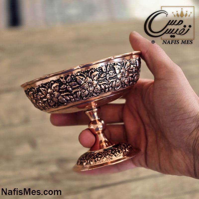 هفت سین مسی پایه بلند لب چین طرح رزگلد فاخر