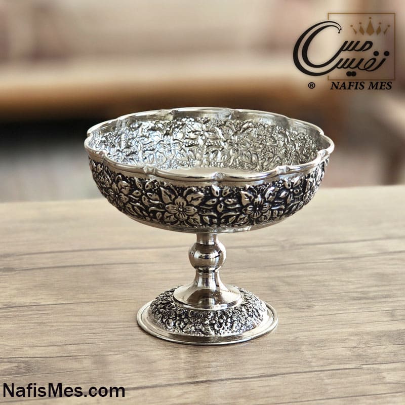 هفت سین کروم پایه بلند لب چین طرح رزگلد فاخر ( ست 6 تایی )