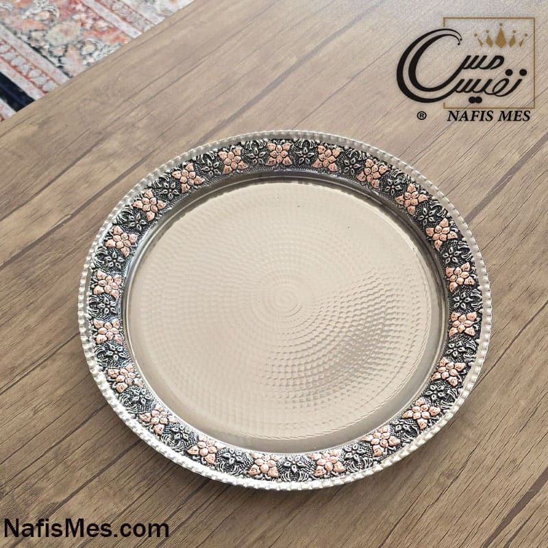 سینی کروم گرد فاخر طرح تراش ( نانو شده رنگ ثابت )