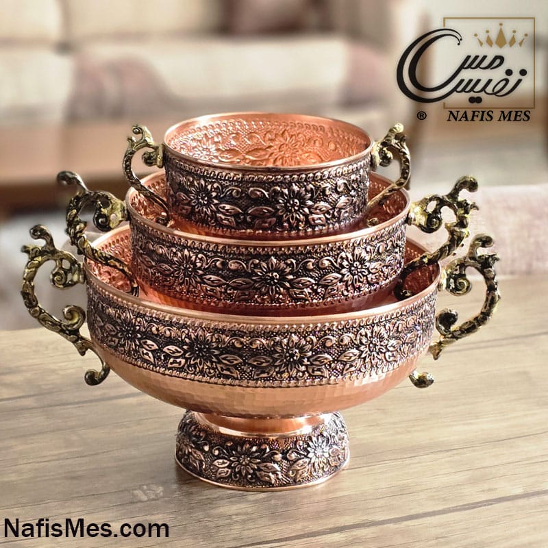 ظرف پذیرایی مسی مینیمال طرح قدحی ( میوه ، آجیل و شکلات خوری ) ساخت زنجان - Image 3