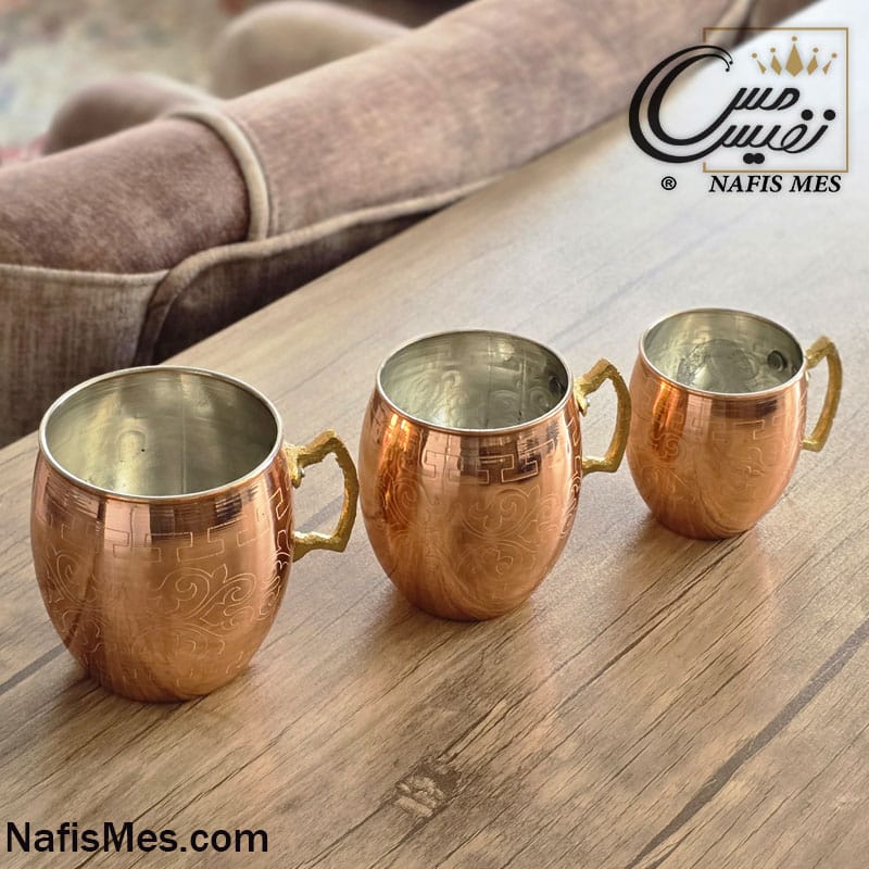 لیوان ماگ مسی طرح دار ( تولید در 3 سایز ) ساخته شده از مس خالص - تصویر 6