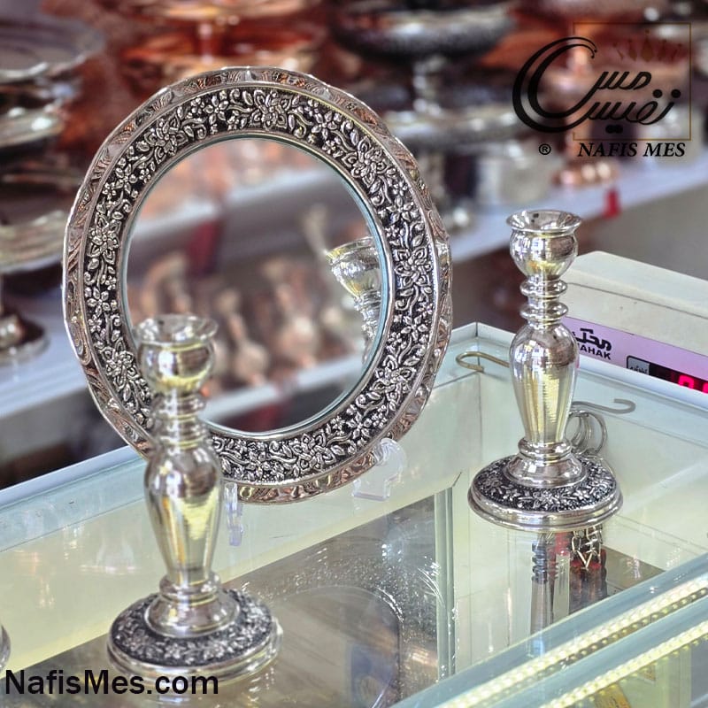 آینه و شمعدان کروم طرح ناینه