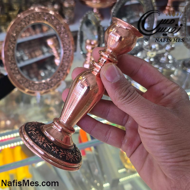 آینه و شمعدان مسی طرح نارینه ( ساخته شده از مس خالص ) - Image 5