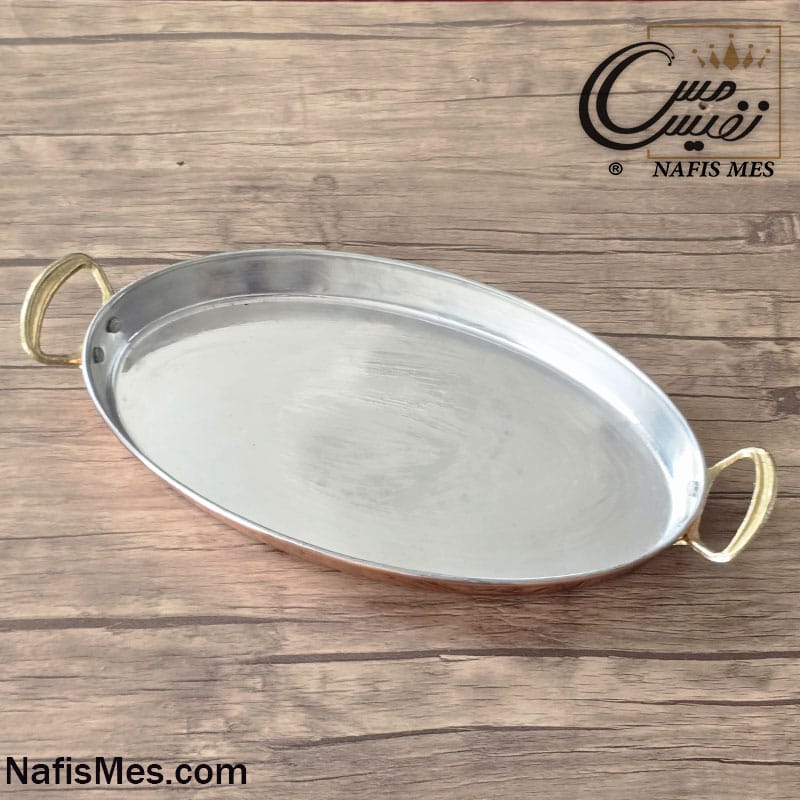 دیس پذیرایی مسی بیضی دسته برنجی زنجان