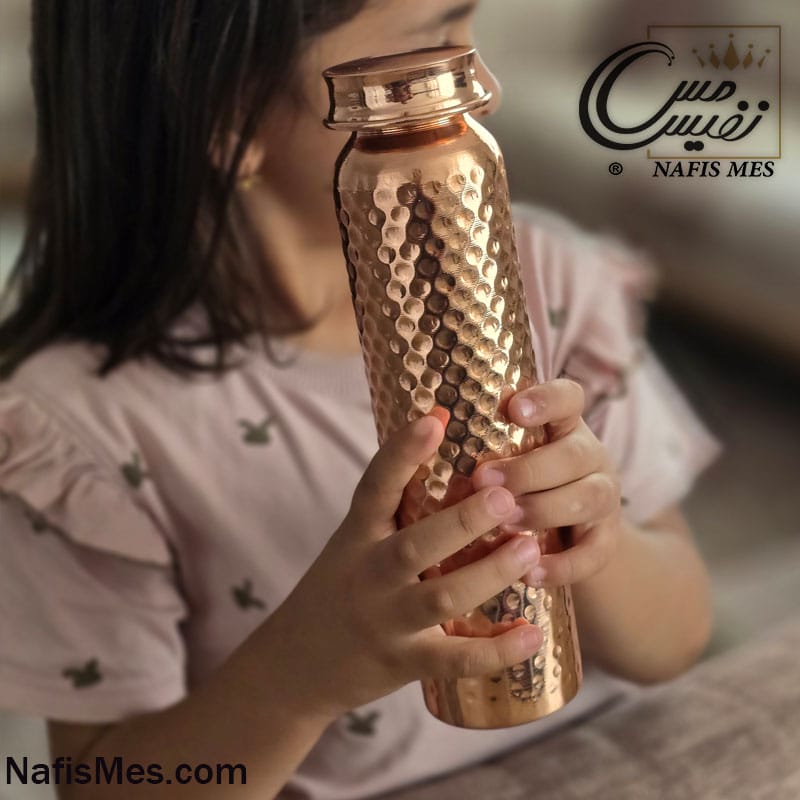 بطری آب مسی چکشی زنجان ( قمقمه مسی طرح چکشی )