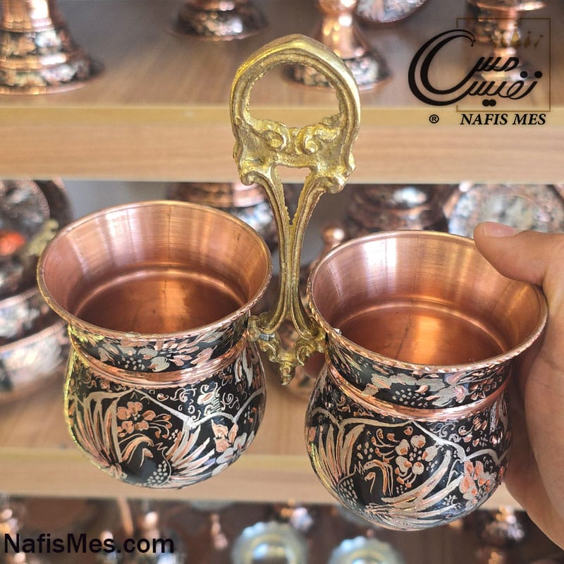 Alternative view of جا قاشقی مسی مدل الماس تراش گل و مرغ ( ساخت شده از مس خالص )