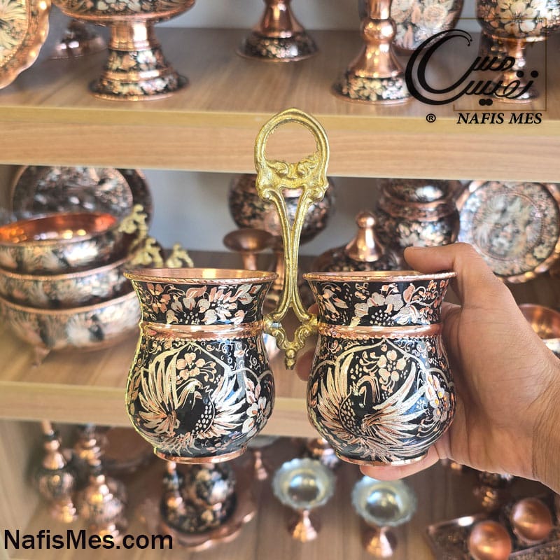 جا قاشقی مسی الماس تراشمدل الماس تراش گل و مرغ