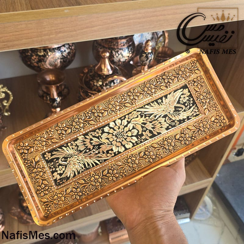 رولت خوری مسی رز و الماس تراش پایه دار فلاور
