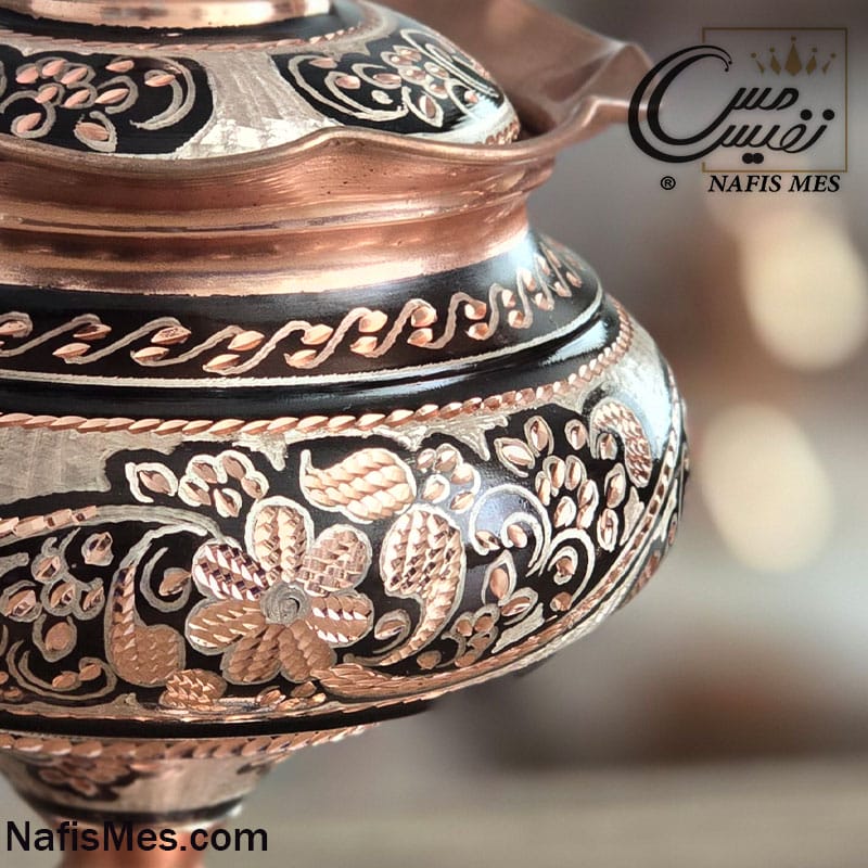 آجیل خوری مسی نقره کوب پایه دار مدل زرین - Image 4