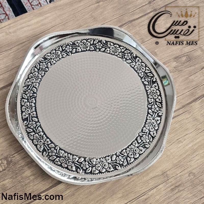 سینی کروم شش گوش طرح رز نفیس زنجان