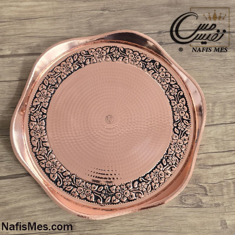 Alternative view of سینی مسی شش گوش طرح رز نفیس زنجان