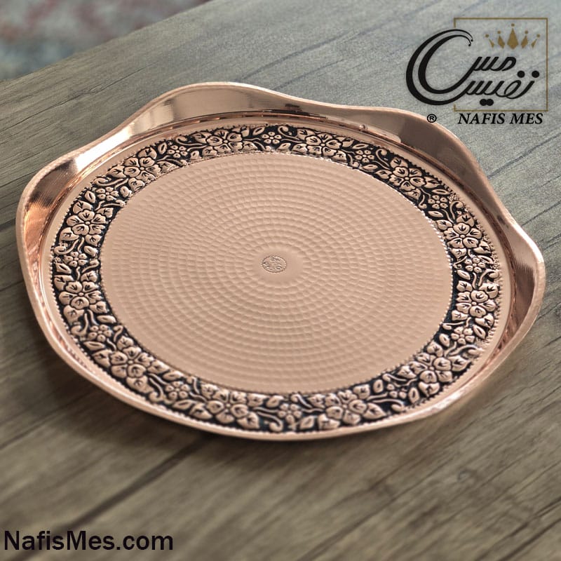 سینی مسی شش گوش طرح رز نفیس زنجان