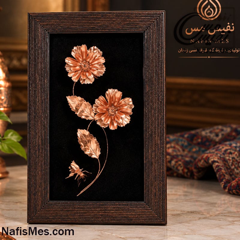 تابلو مسی دو گل با کارتن ( خرید به صورت تکی و بالایی چند 100 تا برای هدیه سازمانی )