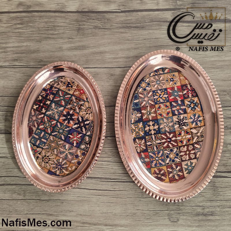 زیر استکانی مسی طرح ترمه ( 2 سایز ) ساخت زنجان