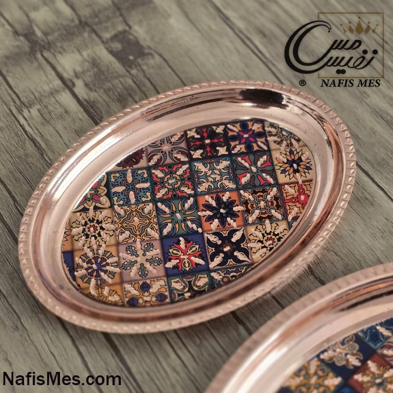 زیر استکانی مسی طرح ترمه ( 2 سایز ) ساخت زنجان - تصویر 3